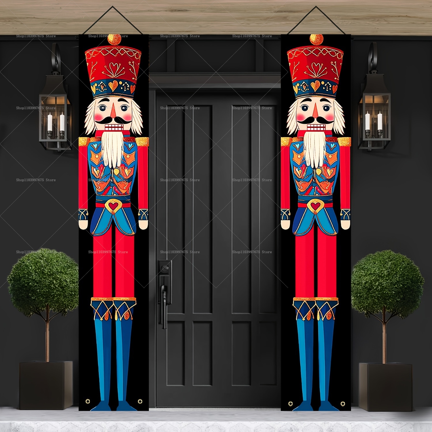 Home Security Yard Sign - Festive Nutcracker Banners Christmas Party Decor