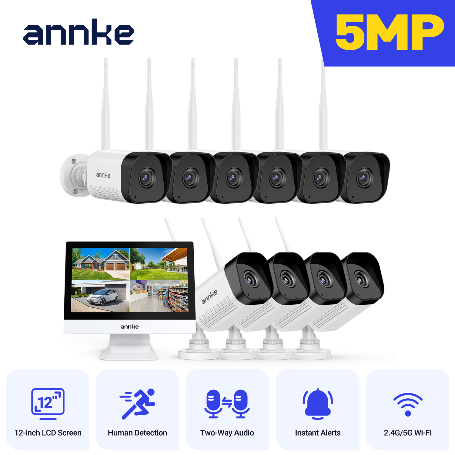 Home Security Camera System - ANNKE 5MP Wireless Security Cameras Kit