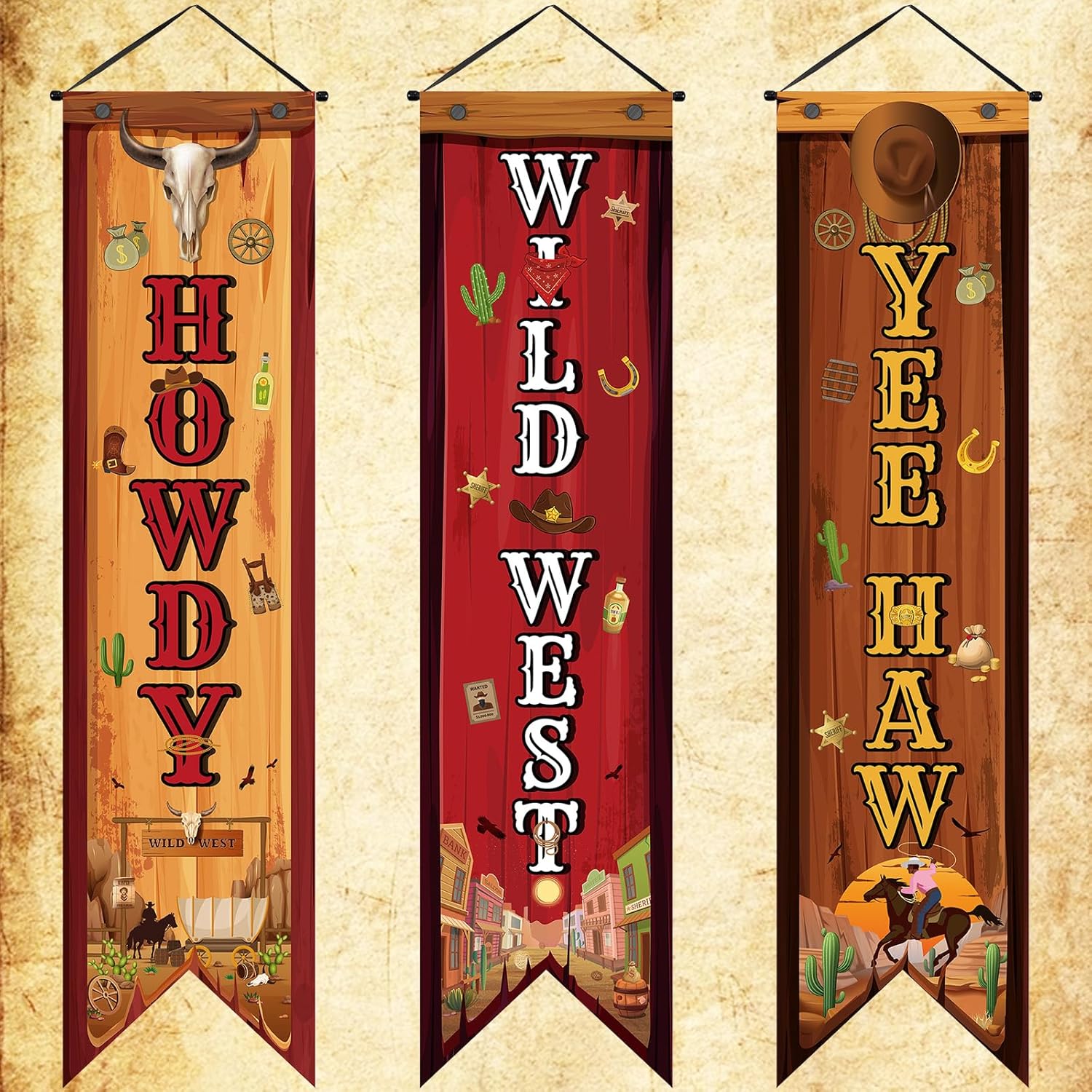 Home Security Yard Sign - 3 Pcs Western Party Decorations Cowboy