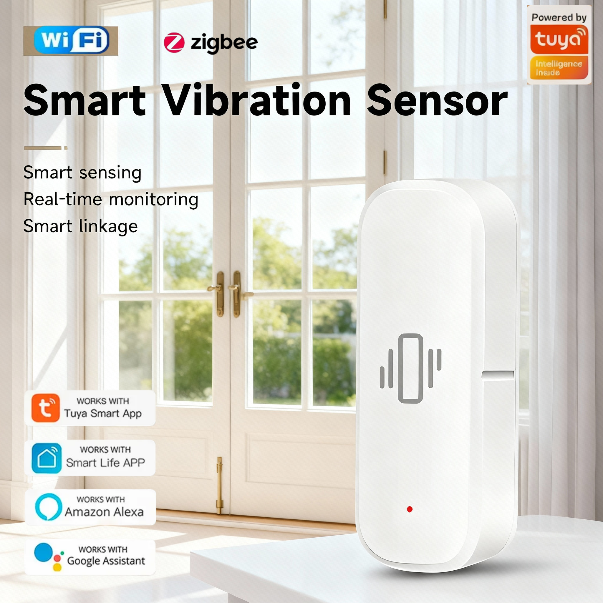 Home Security Alarm - WiFi/Zigbee Smart Vibration Sensor Tuya Smart