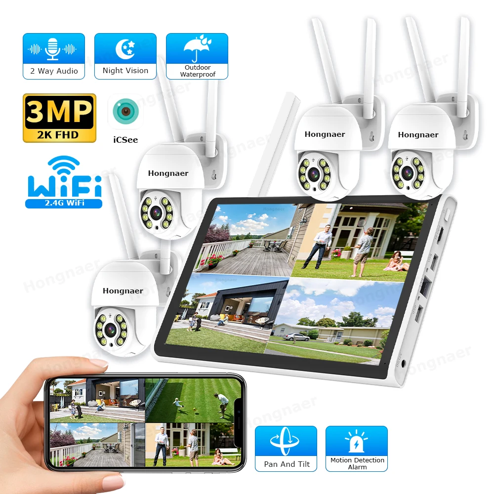Home Security Kit With Camera - 2026 Hongnaer 3MP 4 Channel WiFi
