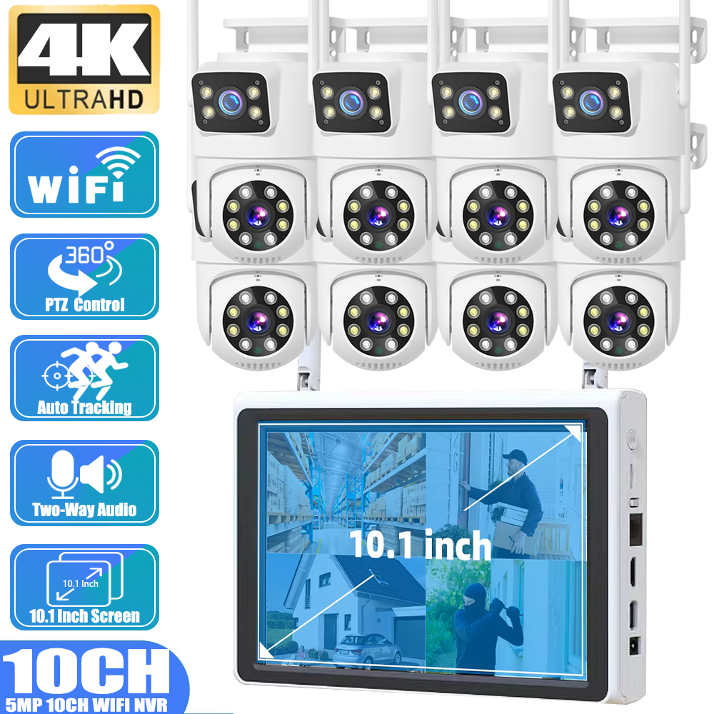 Home Security Camera System - 10 Channel CCTV Security 4K Dual