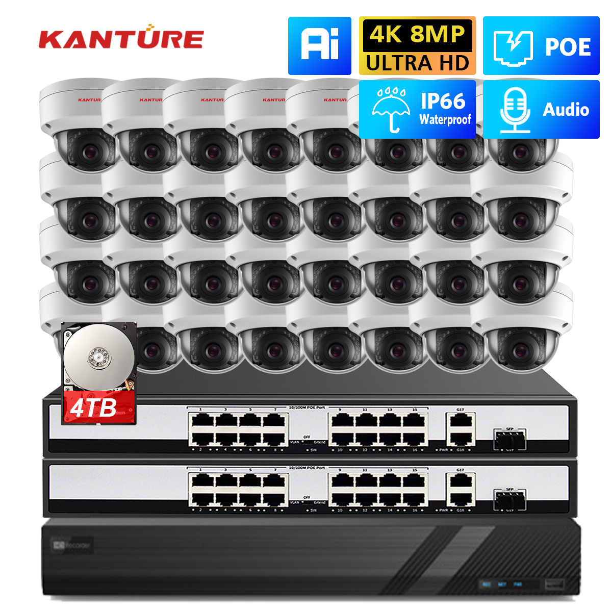 Home Security Video Systems - KANTURE H.265 32CH 4K NVR Kit