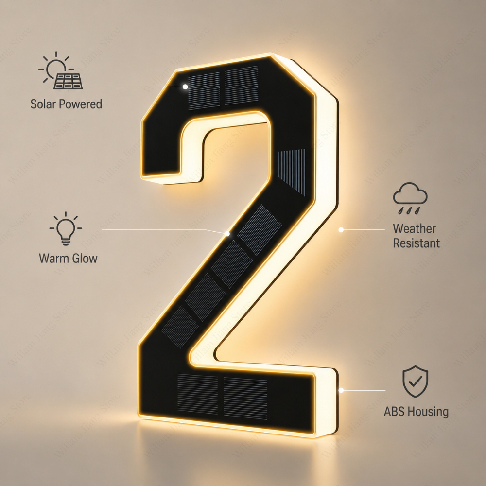 Home Security Yard Sign - Waterproof Solar House Number Light LED