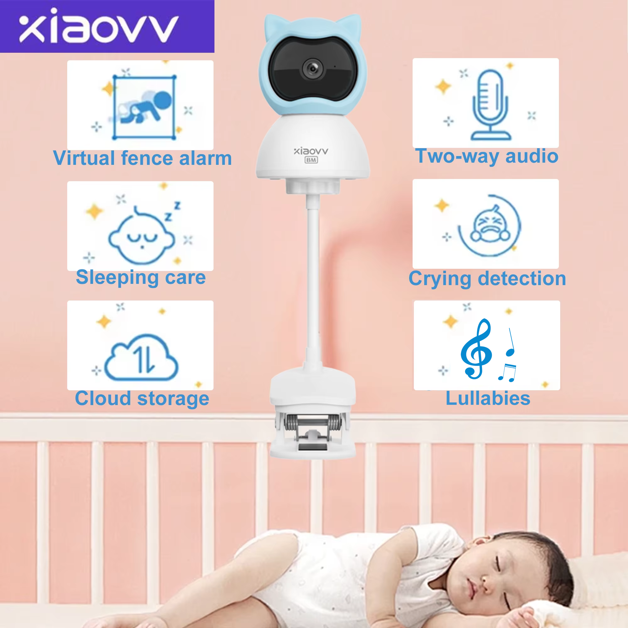 Home Security Monitoring System - 4MP WiFi xiaovv indoor Baby Monitor