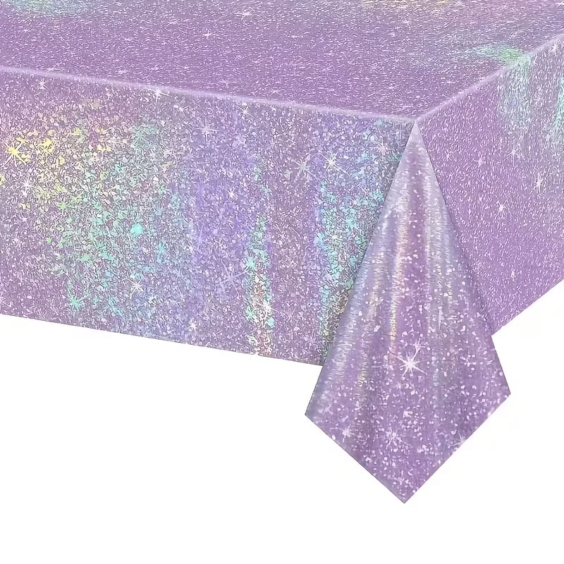 Home Security Laser - 1/3pc Purple Iridescent Disposable Tablecloth Rainbow