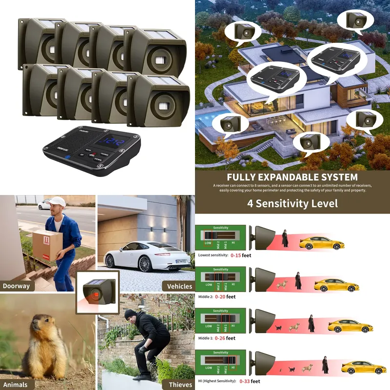 Home Security Alarm - Outdoor Solar - Powered Wireless Driveway