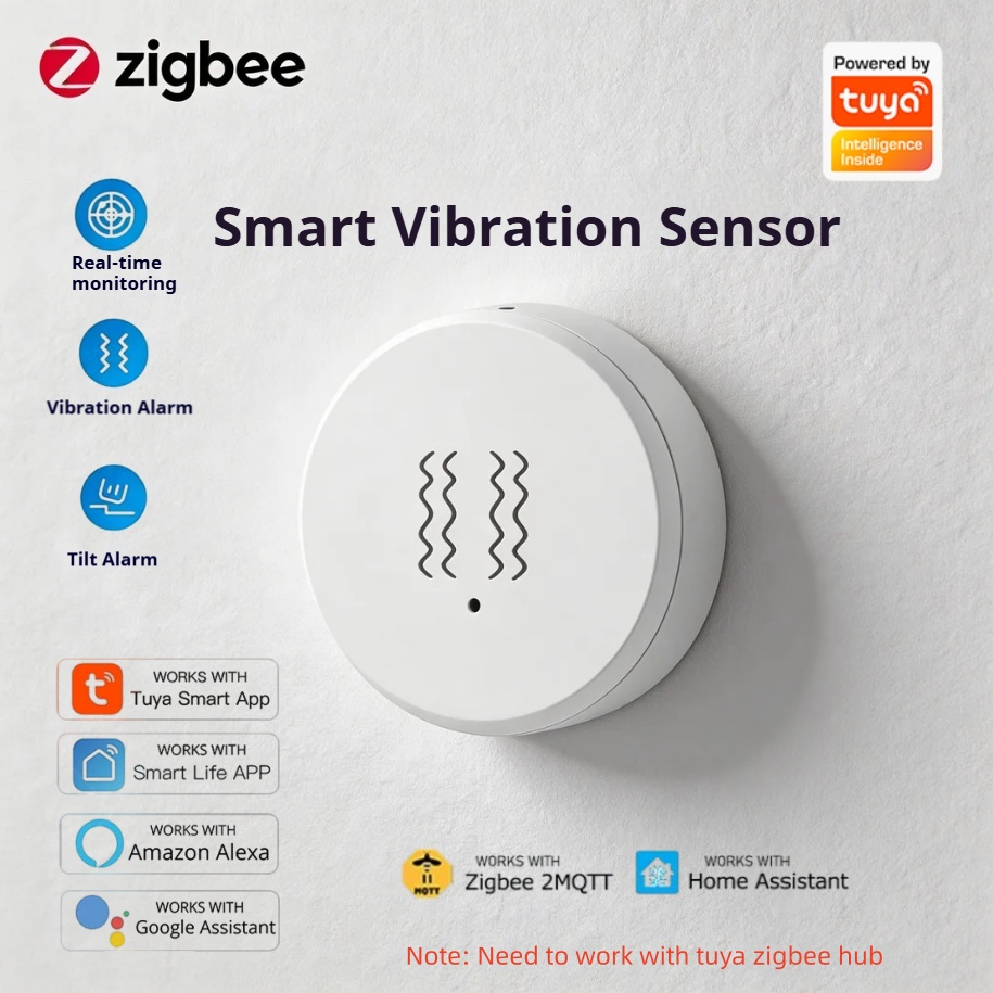 Home Security Alarm - Tuya Zigbee Smart Vibration Sensor Real-Time