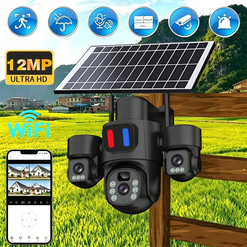 Home Security Recorder - Solar WiFi PTZ Camera Outdoor Triple