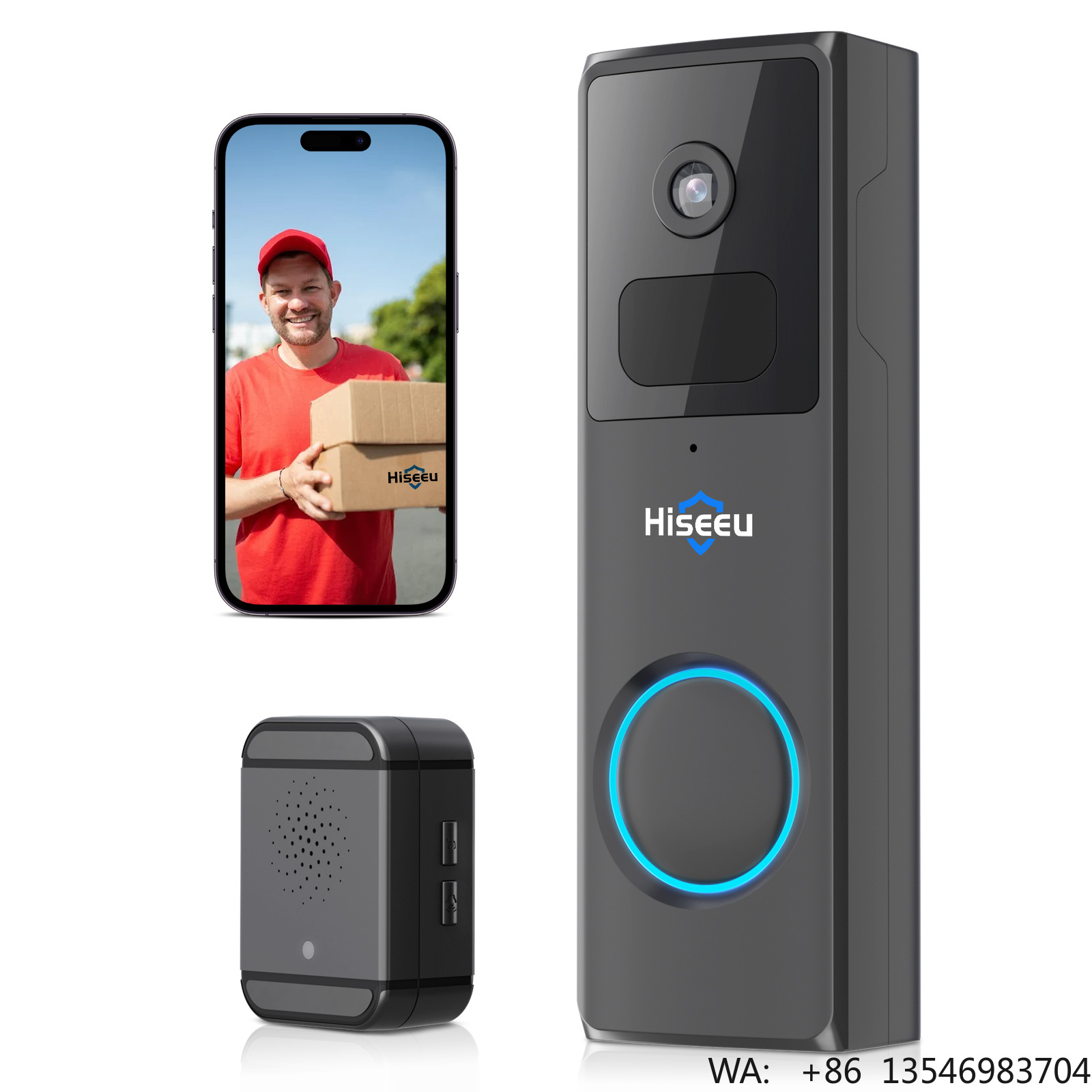 Home Security Ring Camera - Hiseeu 1080P Home Ring Doorbell Camera