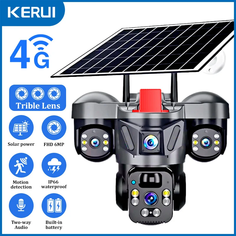Home Security Recorder - KERUI Outdoor PTZ 6MP 4G SIM