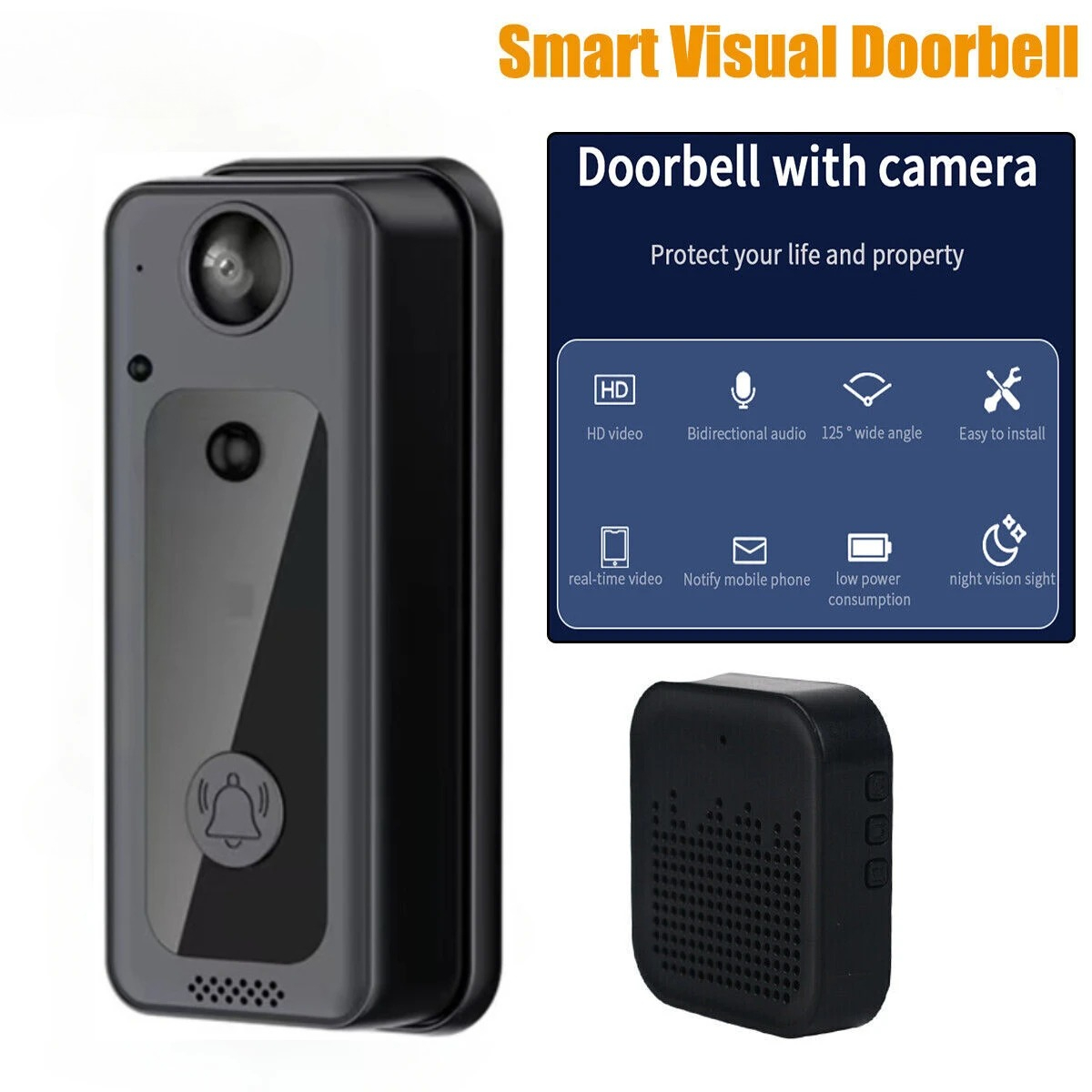 Home Security Ring Camera - Wireless Doorbells Wifi Video Intercom Ring