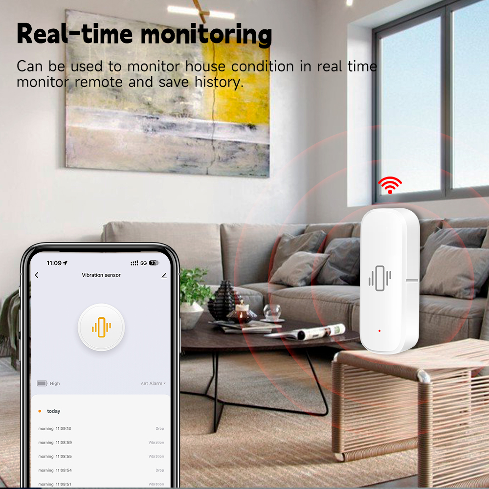 Tuya WiFi Zigbee Smart Vibrati - Home Security Alarm recension och pris