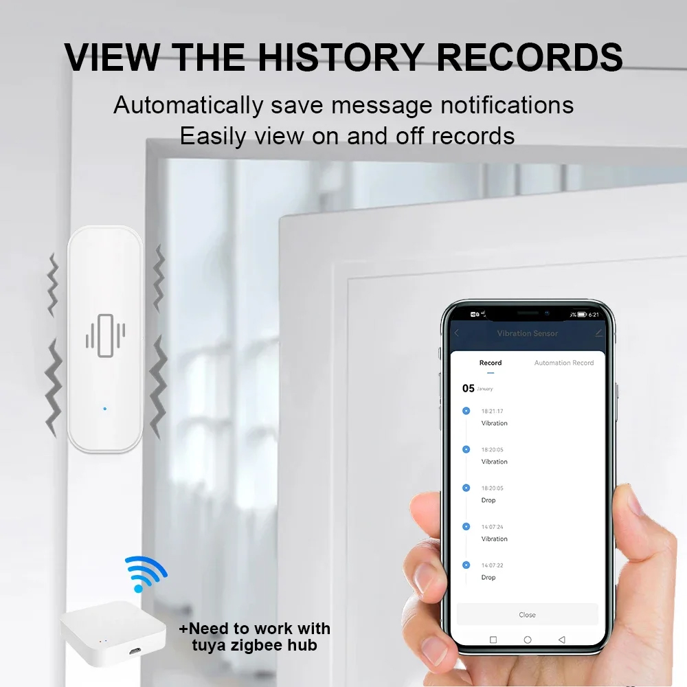 Smart ZigBee Vibration Sensor  - Home Security Alarm recension och pris