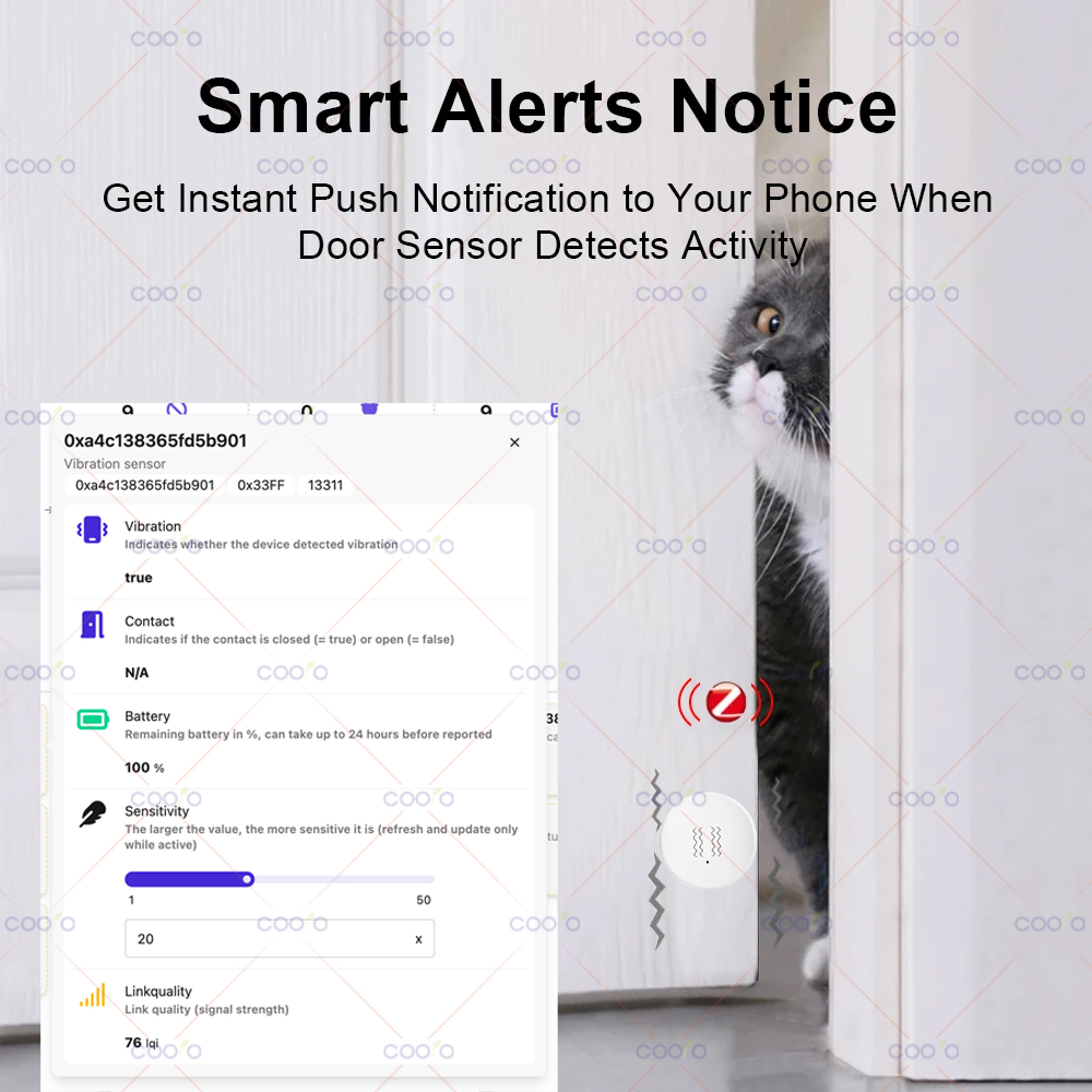 ZigBee 3.0 Vibration Sensor Re - Home Security Alarm recension och pris