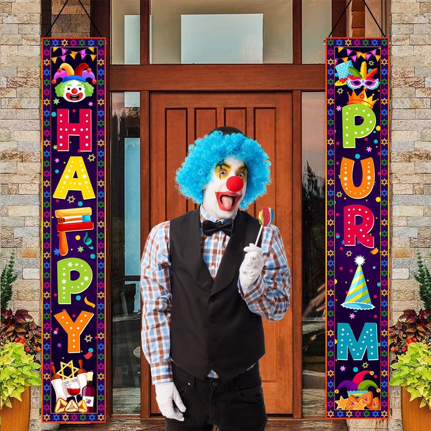 Happy Purim Decorations Porch  - Home Security Yard Sign recension och pris