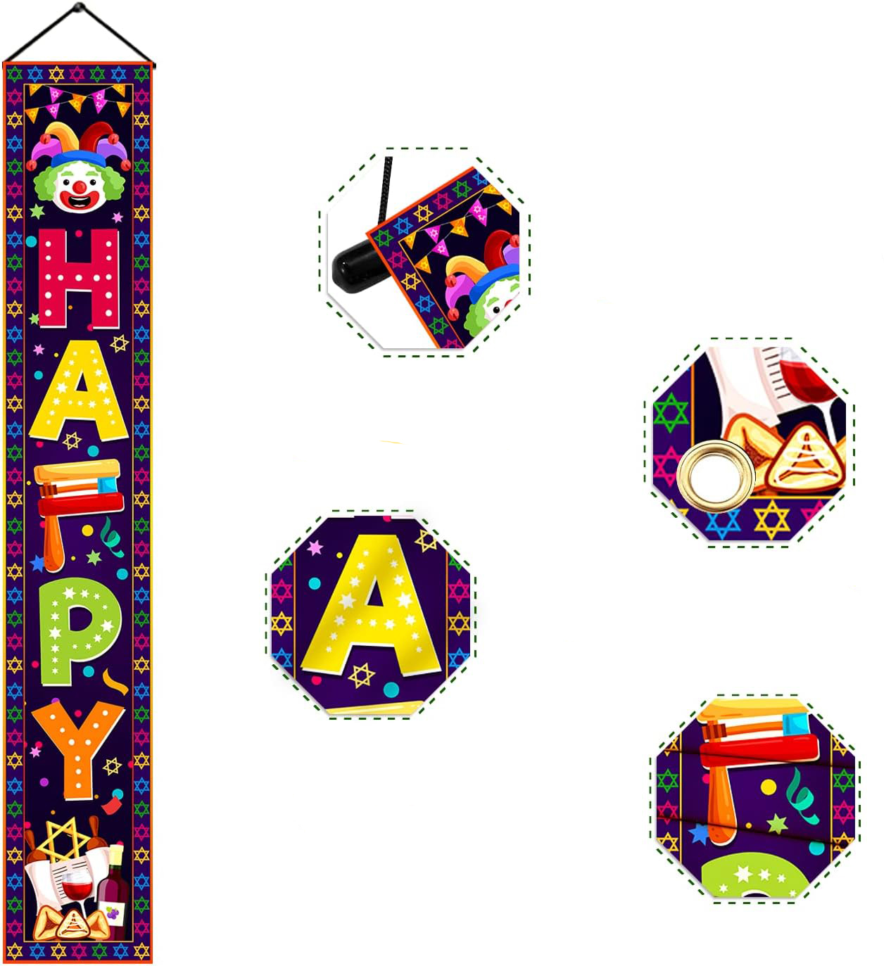Happy Purim Decorations Porch  - Home Security Yard Sign recension och pris