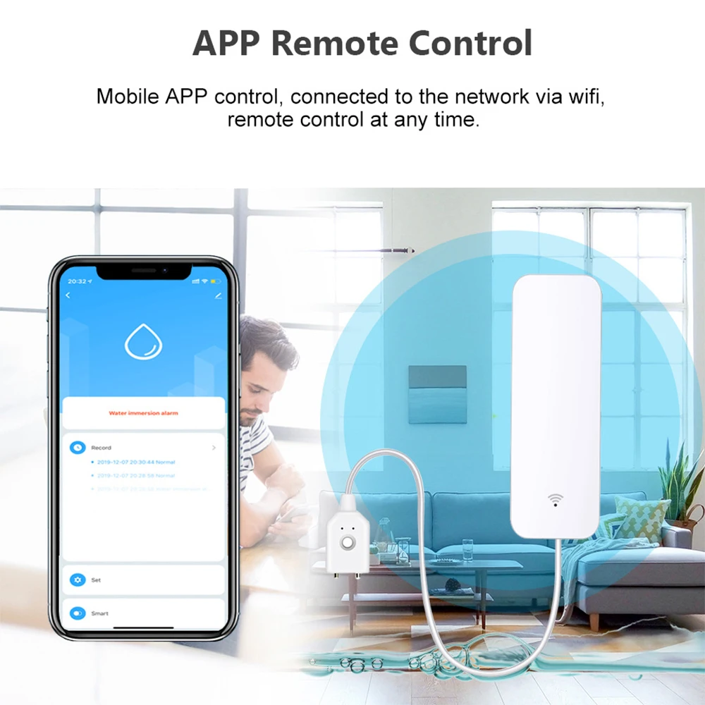 Tuya WiFi Zigbee Water Sensor  - Home Security Guard recension och pris