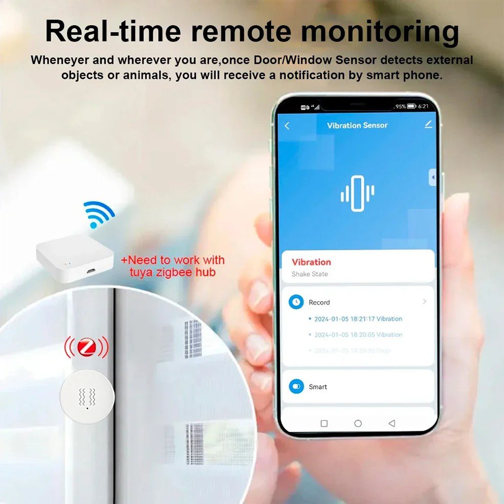 Tuya Zigbee Smart Vibration Se - Home Security Alarm recension och pris