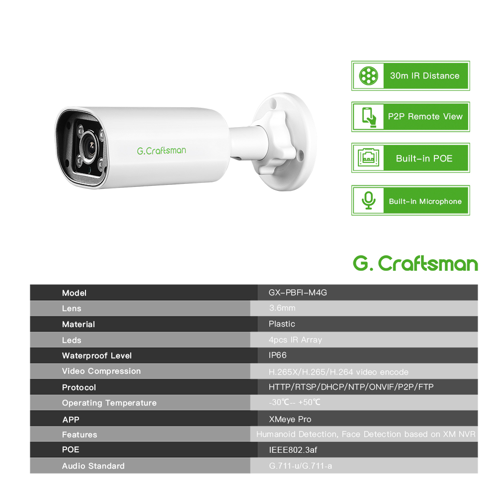 C GC PB 4MP POE IP Camera,Buil - Home Security Guard recension och pris