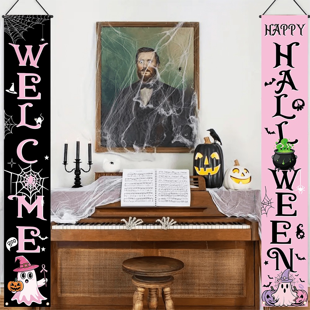 Pink Black Halloween Porch Ban - Home Security Yard Sign recension och pris