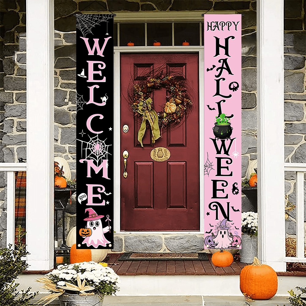 Pink Black Halloween Porch Ban - Home Security Yard Sign recension och pris
