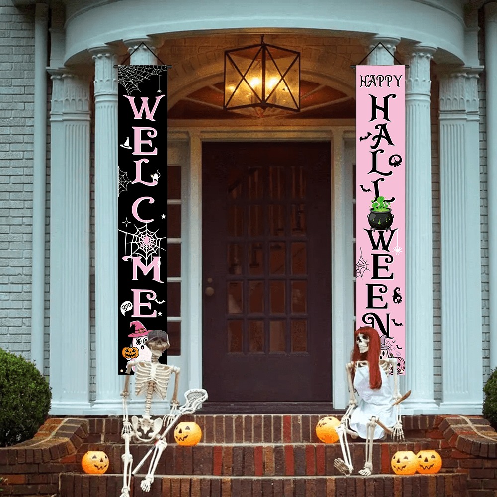 Pink Black Halloween Porch Ban - Home Security Yard Sign recension och pris